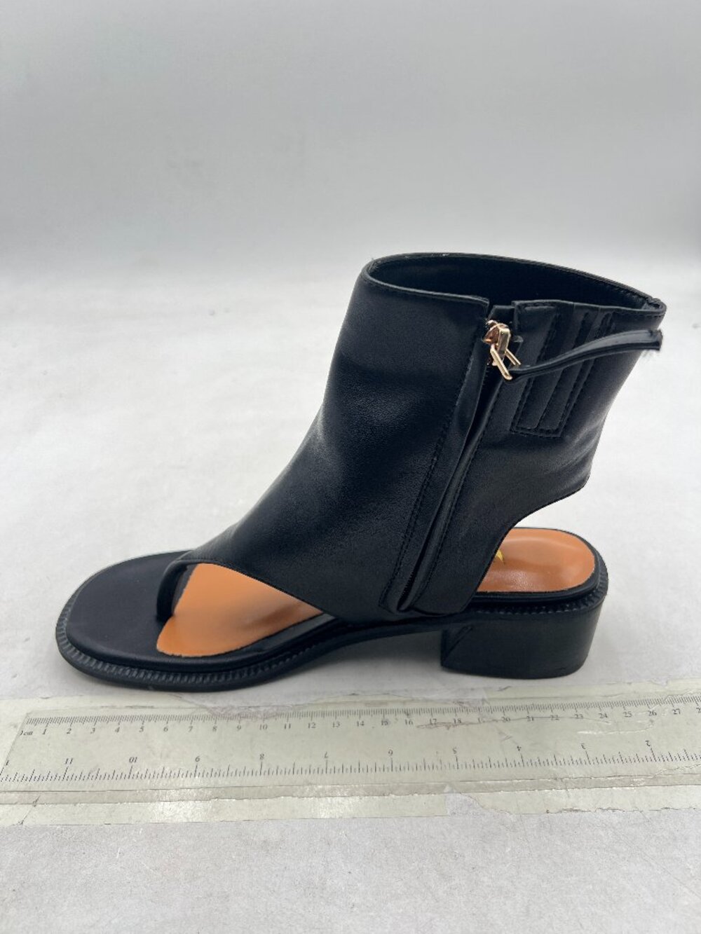 Wo Wagas Black Women Ankle Sandals Boots Chunky Low Heels Flip Flop Shoe